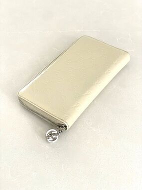 Gucci Guccissima GG monogram Ivory Zip-around Wallet Brushed Palladium Silver